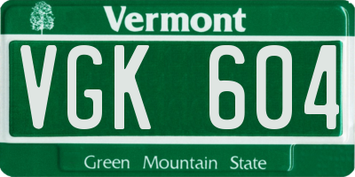 VT license plate VGK604