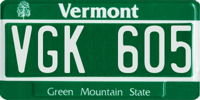 VT license plate VGK605