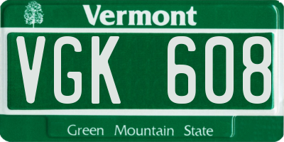 VT license plate VGK608