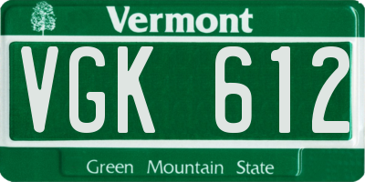 VT license plate VGK612