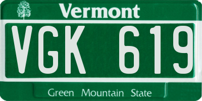 VT license plate VGK619