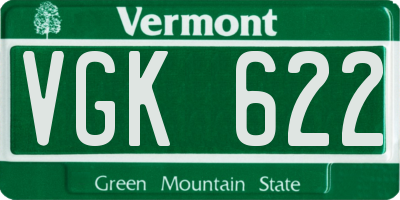 VT license plate VGK622