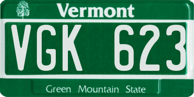 VT license plate VGK623