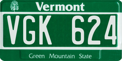 VT license plate VGK624
