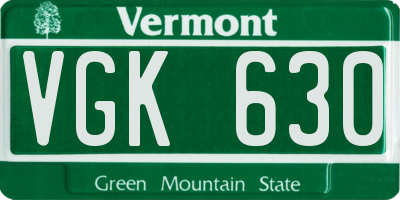 VT license plate VGK630
