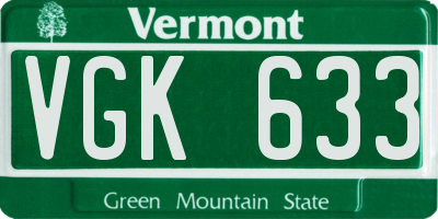 VT license plate VGK633