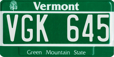VT license plate VGK645