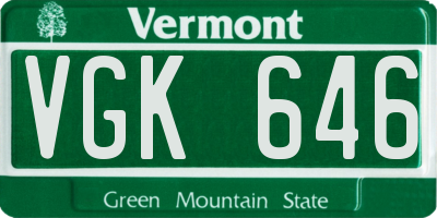 VT license plate VGK646