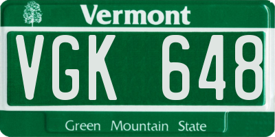 VT license plate VGK648