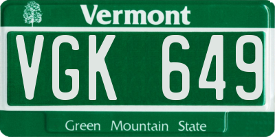 VT license plate VGK649