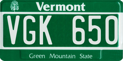 VT license plate VGK650