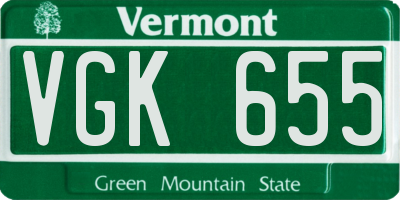 VT license plate VGK655