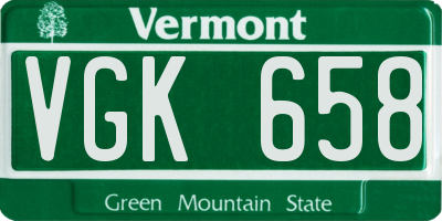 VT license plate VGK658