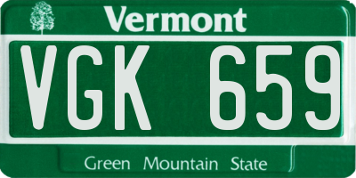 VT license plate VGK659