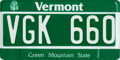VT license plate VGK660
