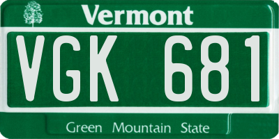 VT license plate VGK681