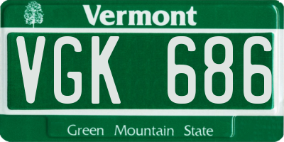 VT license plate VGK686