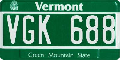 VT license plate VGK688