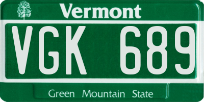 VT license plate VGK689