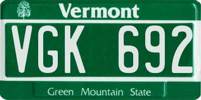 VT license plate VGK692