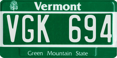 VT license plate VGK694
