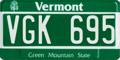 VT license plate VGK695