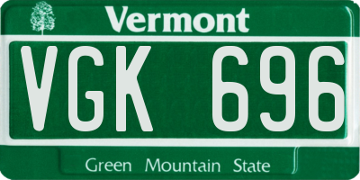 VT license plate VGK696