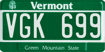VT license plate VGK699
