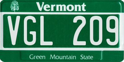 VT license plate VGL209
