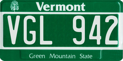 VT license plate VGL942