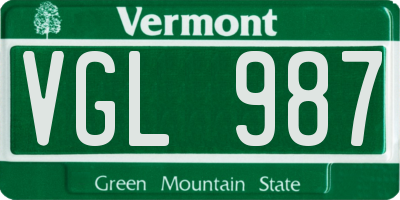 VT license plate VGL987