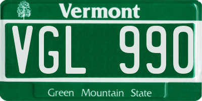 VT license plate VGL990