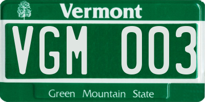 VT license plate VGM003