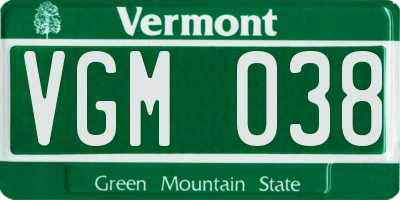 VT license plate VGM038