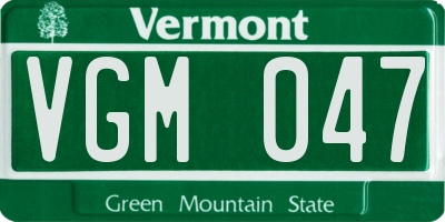 VT license plate VGM047
