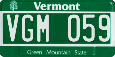 VT license plate VGM059