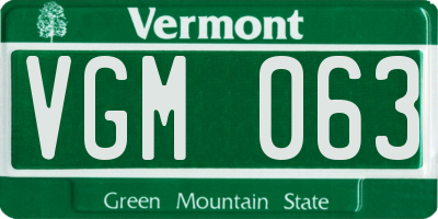 VT license plate VGM063