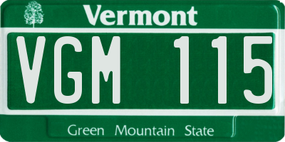 VT license plate VGM115