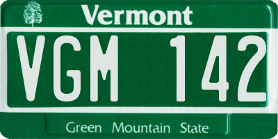 VT license plate VGM142
