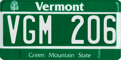 VT license plate VGM206