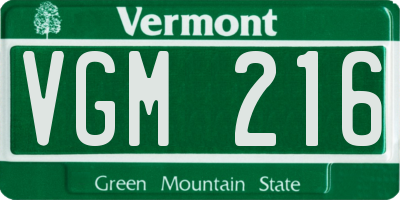 VT license plate VGM216