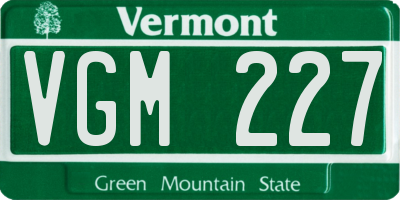 VT license plate VGM227