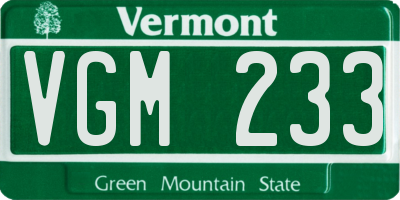 VT license plate VGM233