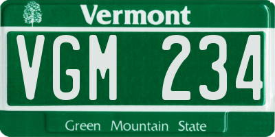 VT license plate VGM234