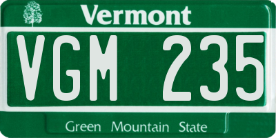 VT license plate VGM235