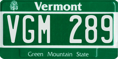 VT license plate VGM289