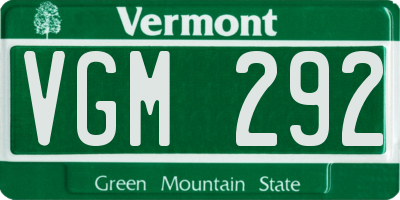 VT license plate VGM292