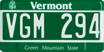 VT license plate VGM294