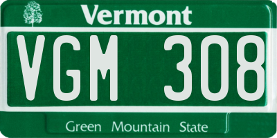 VT license plate VGM308