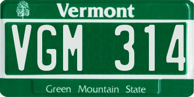 VT license plate VGM314